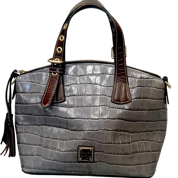 Dooney and Bourke Leather Croc Embossed Domed Satchel, J16666037 - Picture 1 of 16